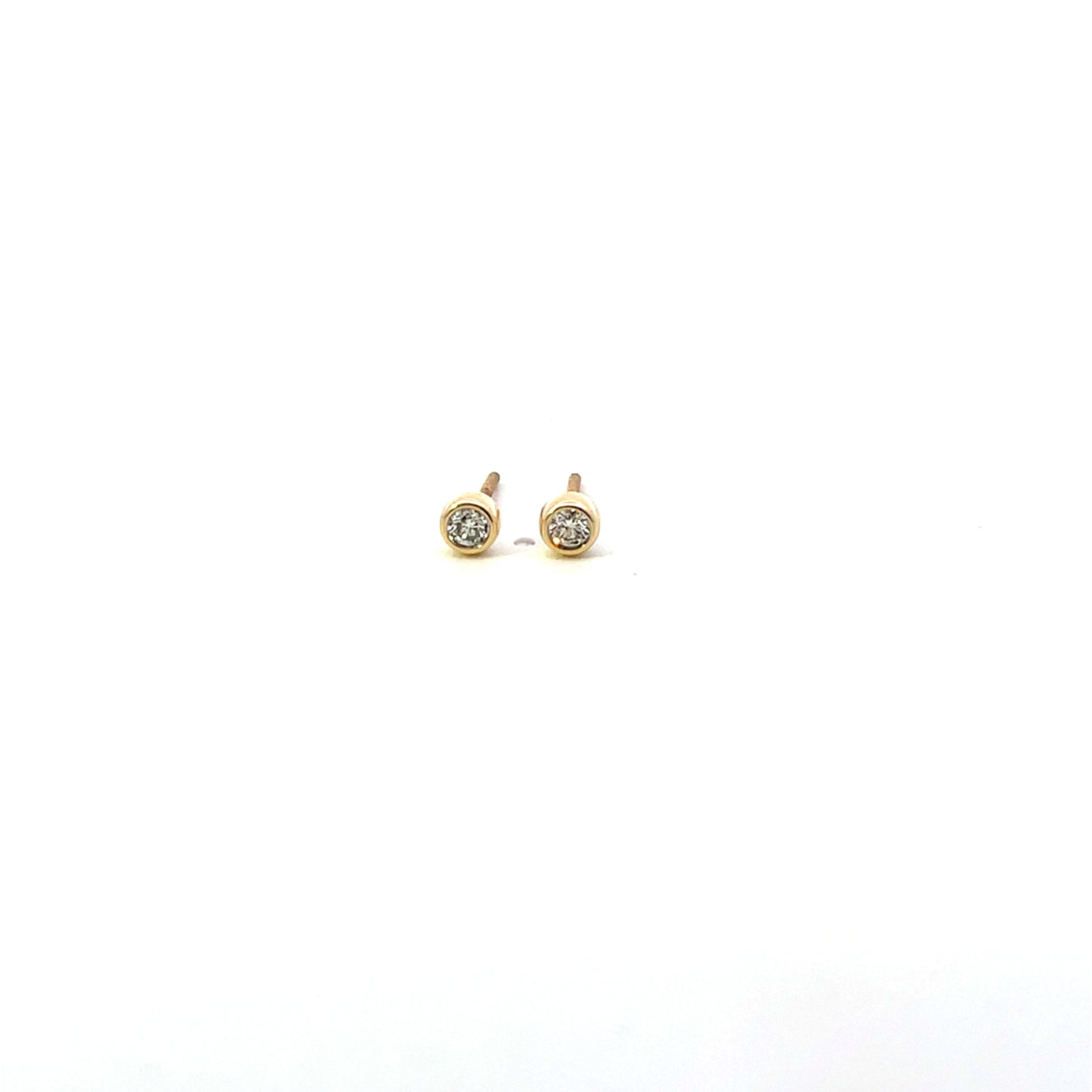 10K YG D-0.17CTW SOLITAIRE WITH BEZEL STUD EARRINGS