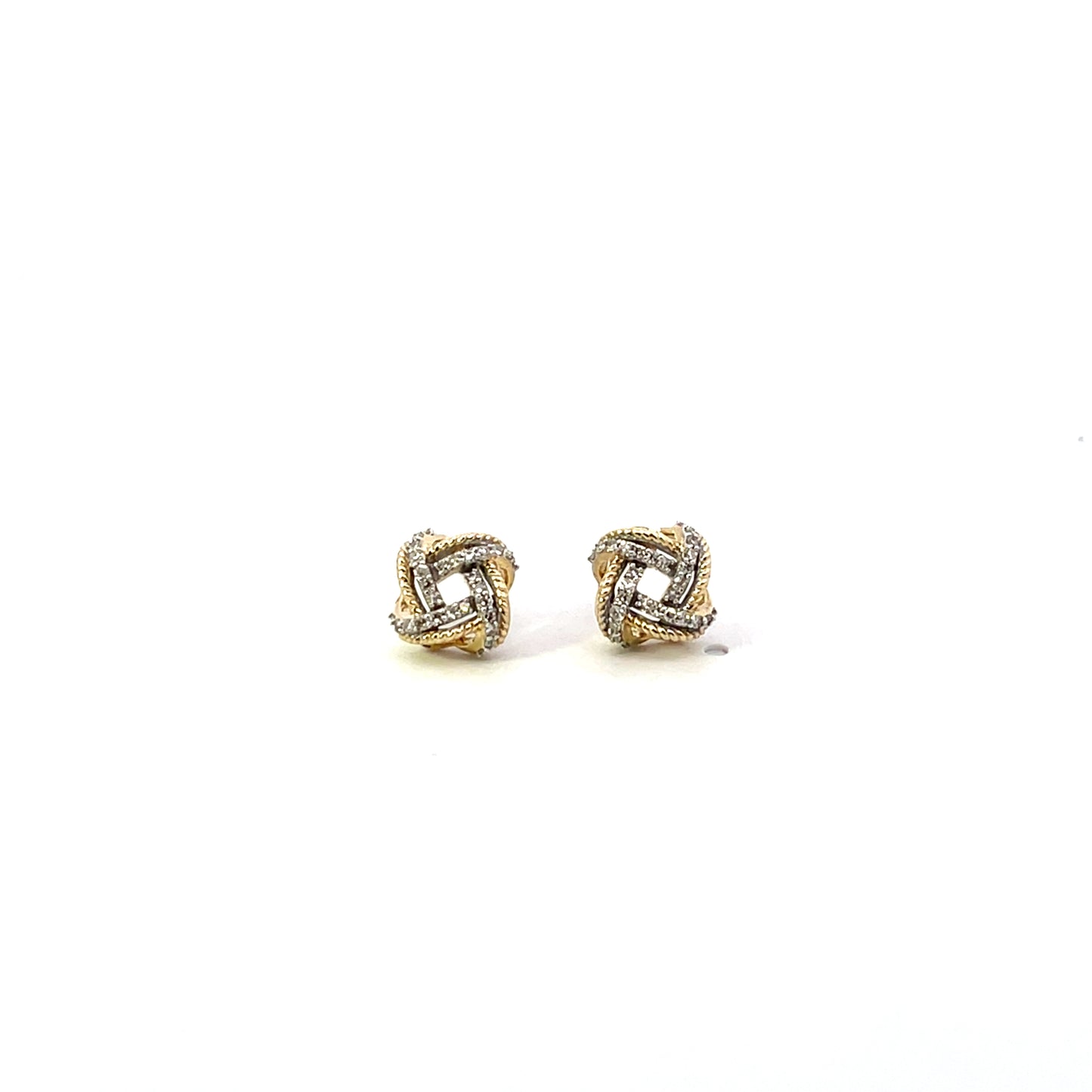 10K YG D-0.17 DIAMOND PAVE KNOT STUD EARRINGS