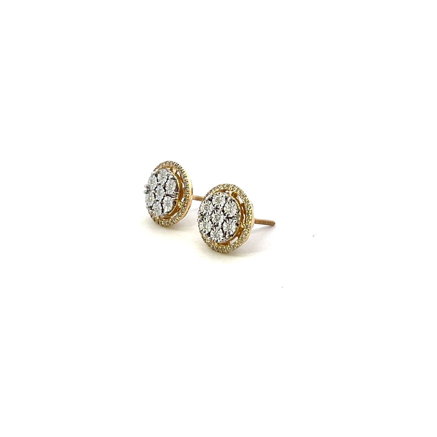 10K YG D-0.33CTW NATURAL DIAMOND ROUND ILLUSION PAVE EARRINGS