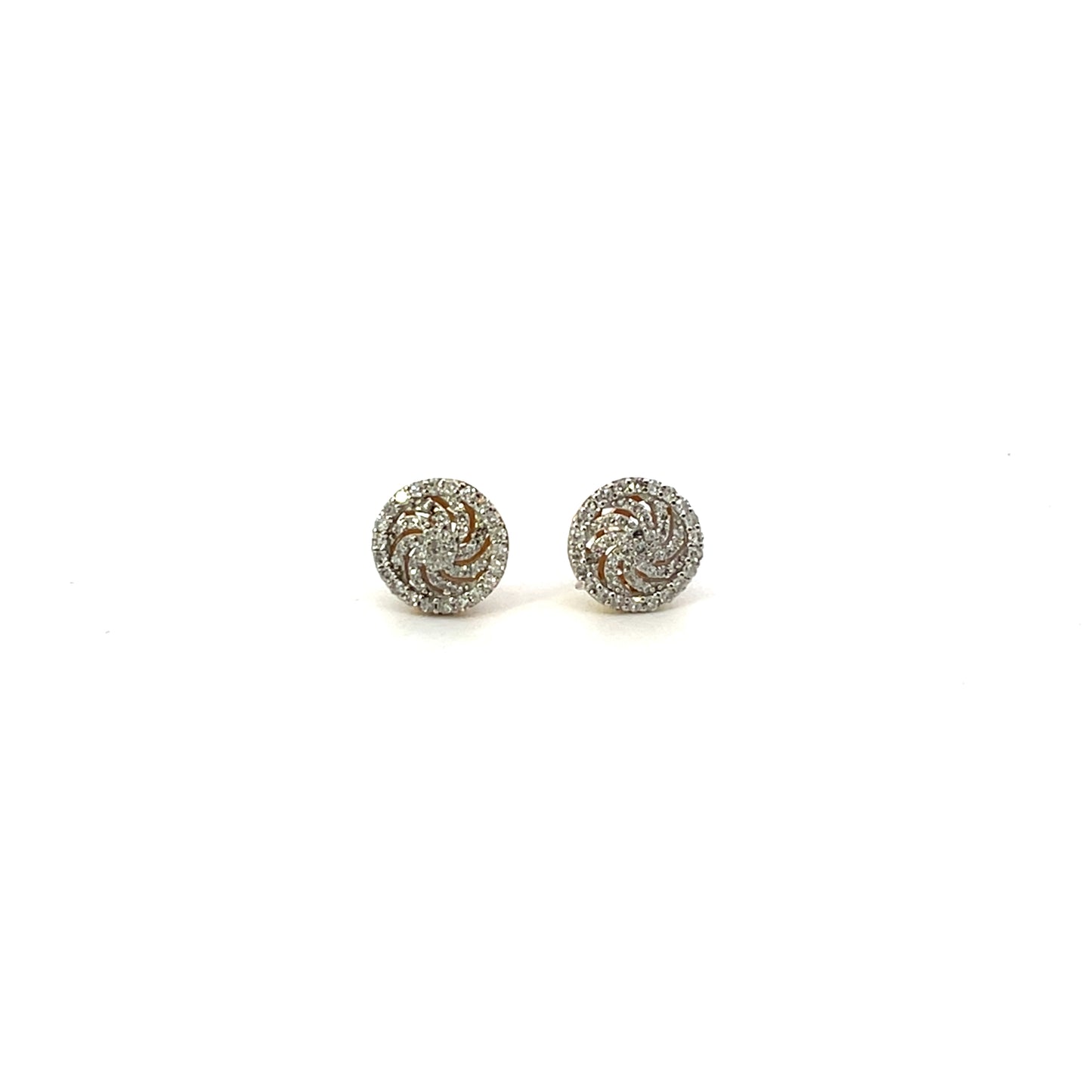 10K YG D-0.33CTW NATURAL DIAMOND ROUND FLOWER EARRINGS