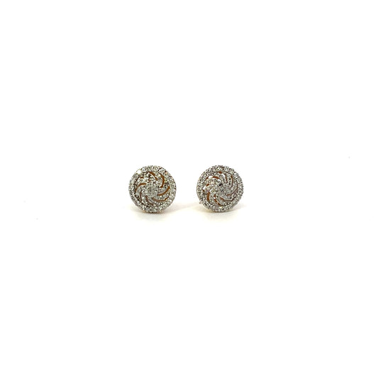 10K YG D-0.33CTW NATURAL DIAMOND ROUND FLOWER EARRINGS