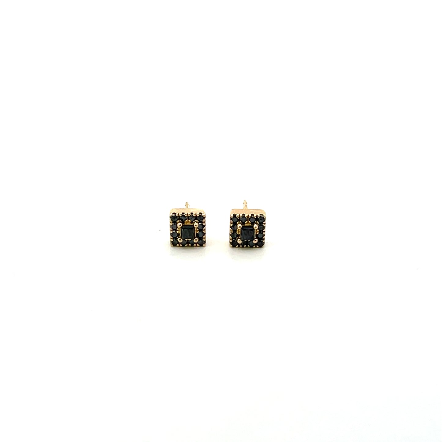 10K YG D-0.05CTW BLACK DIAMOND SQUARE STUD EARRINGS