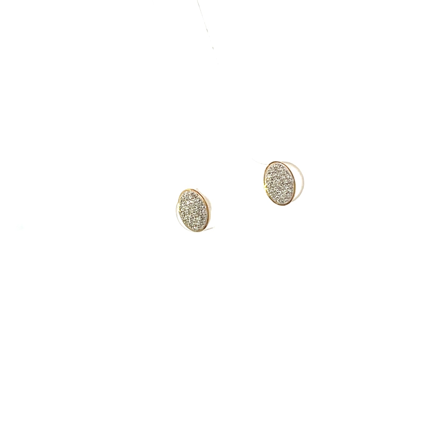 10K YG D-0.20 OVAL DIAMOND PAVE STUD EARRINGS