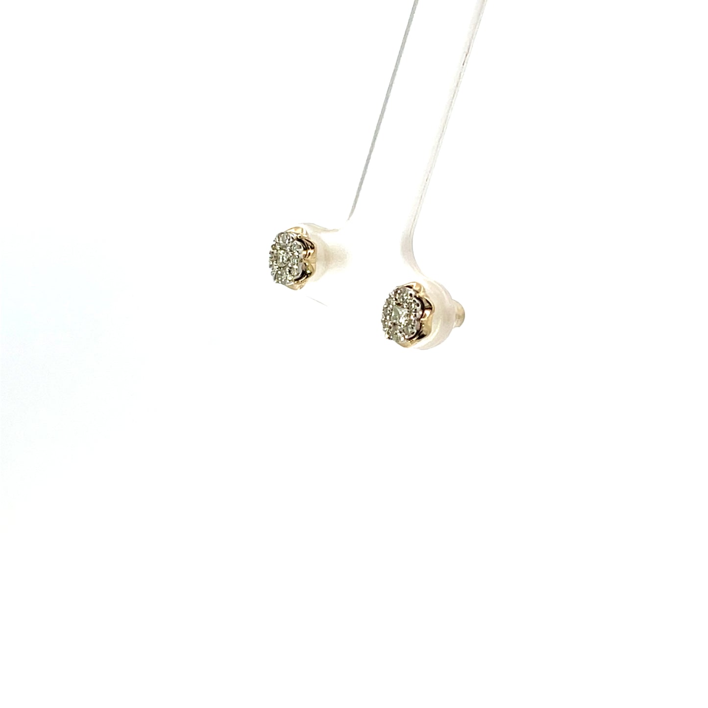 10K YG D-0.25CTW DIAMOND OVAL PAVE STUDS