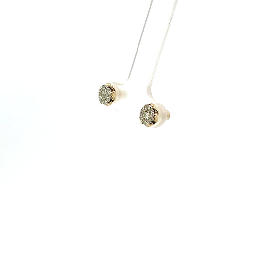 10K YG D-0.25CTW DIAMOND OVAL PAVE STUDS