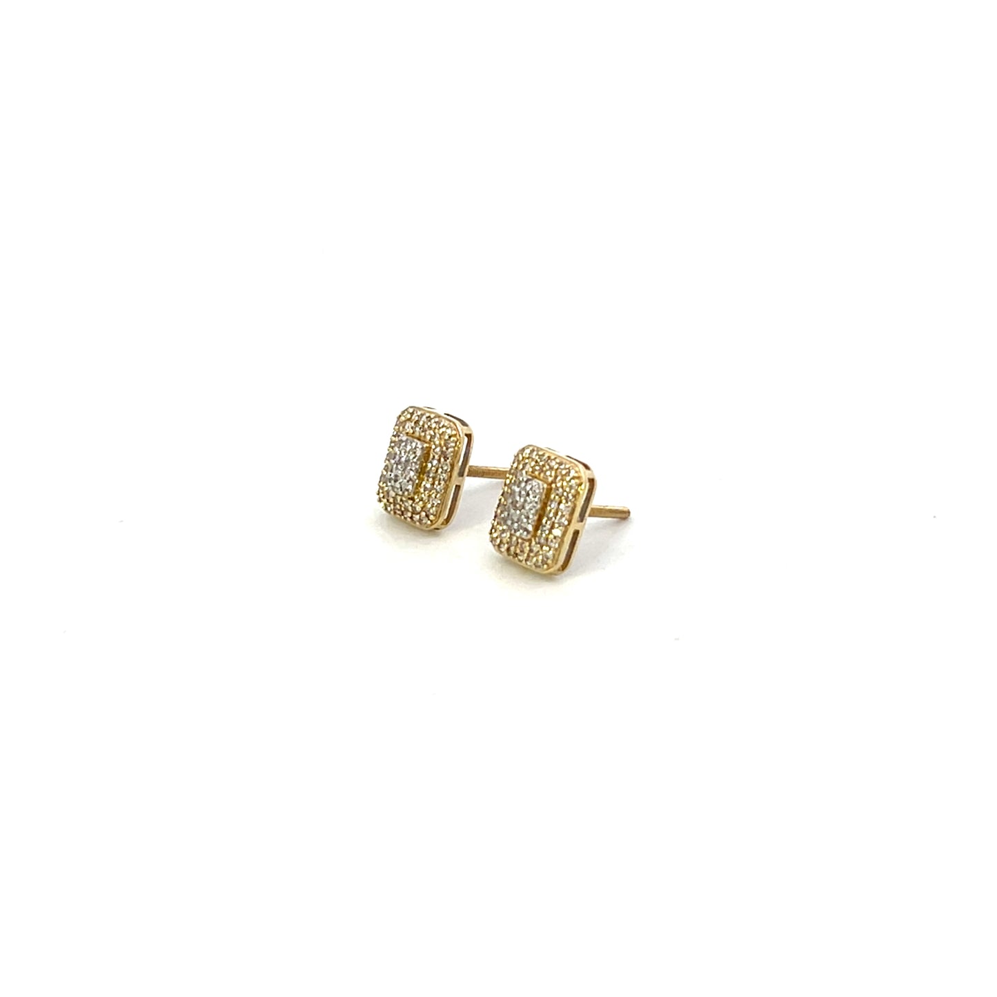 10K YG D-0.33CTW NATURAL DIAMOND CUSHION PAVE EARRINGS