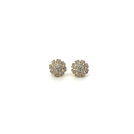10K YG D-0.33CTW NATURAL DIAMOND HEART FLOWER EARRINGS