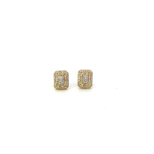 10K YG D-0.33CTW NATURAL DIAMOND CUSHION PAVE EARRINGS