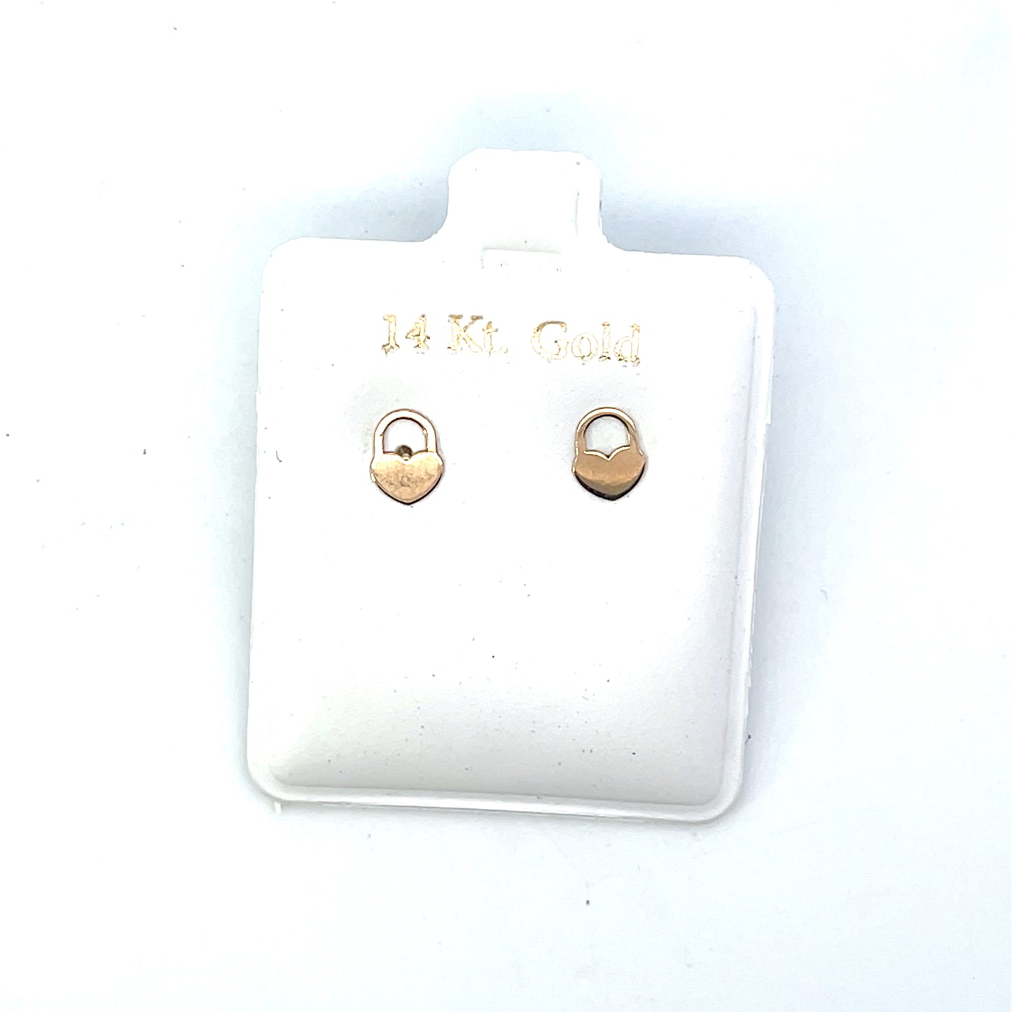 14K YG HEART LOCK EARRINGS