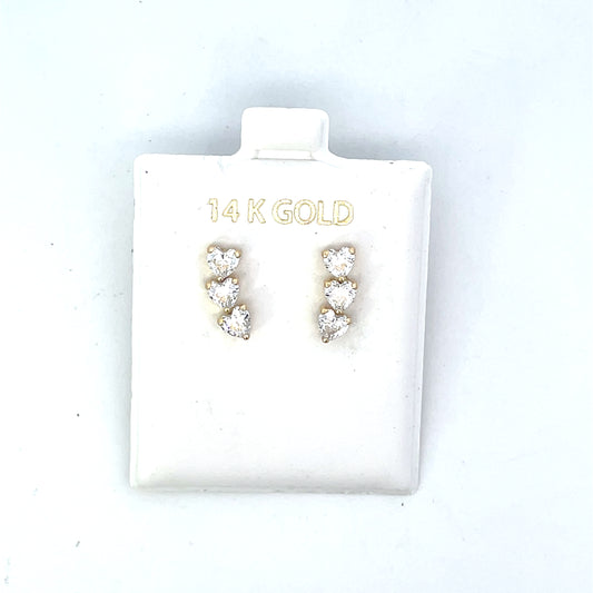 14K 3 HEART CZ CRAWLERS
