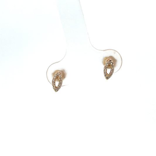 14K YG 0.08CTW HOLLOW MARQUISE STUDS