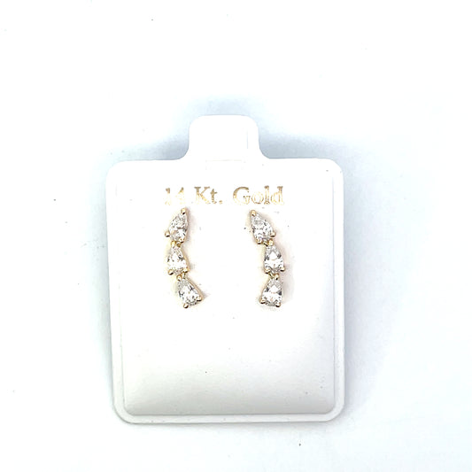 14K 3 PEAR CZ CRAWLERS