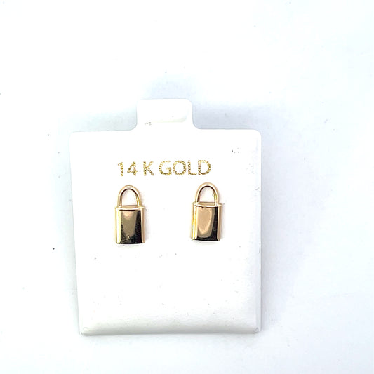 14K YG BIG LOCK EARRINGS