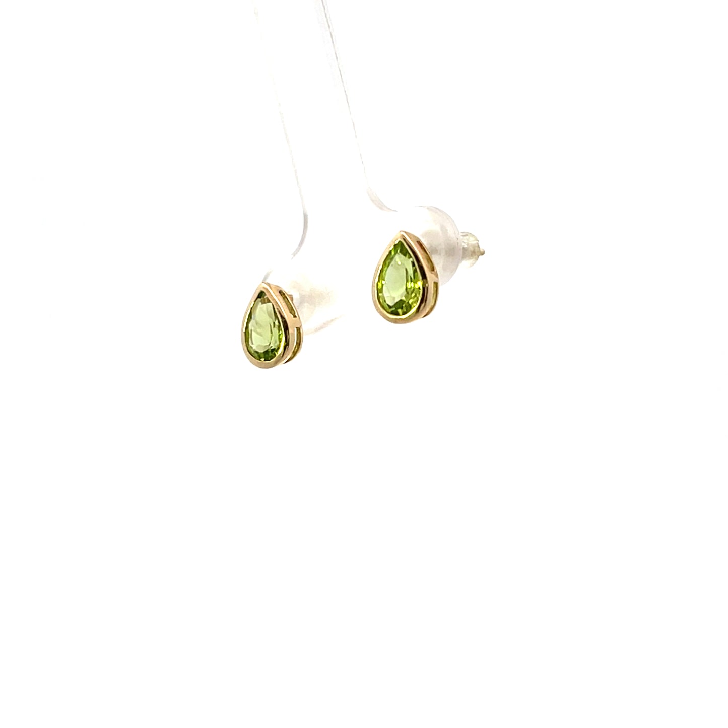 10K YG PERIDOT PEAR BEZEL EARRINGS