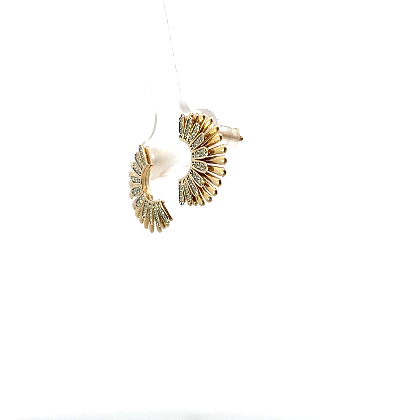 14K YG D-0.33CTW NATURAL DIAMOND FAN EARRINGS