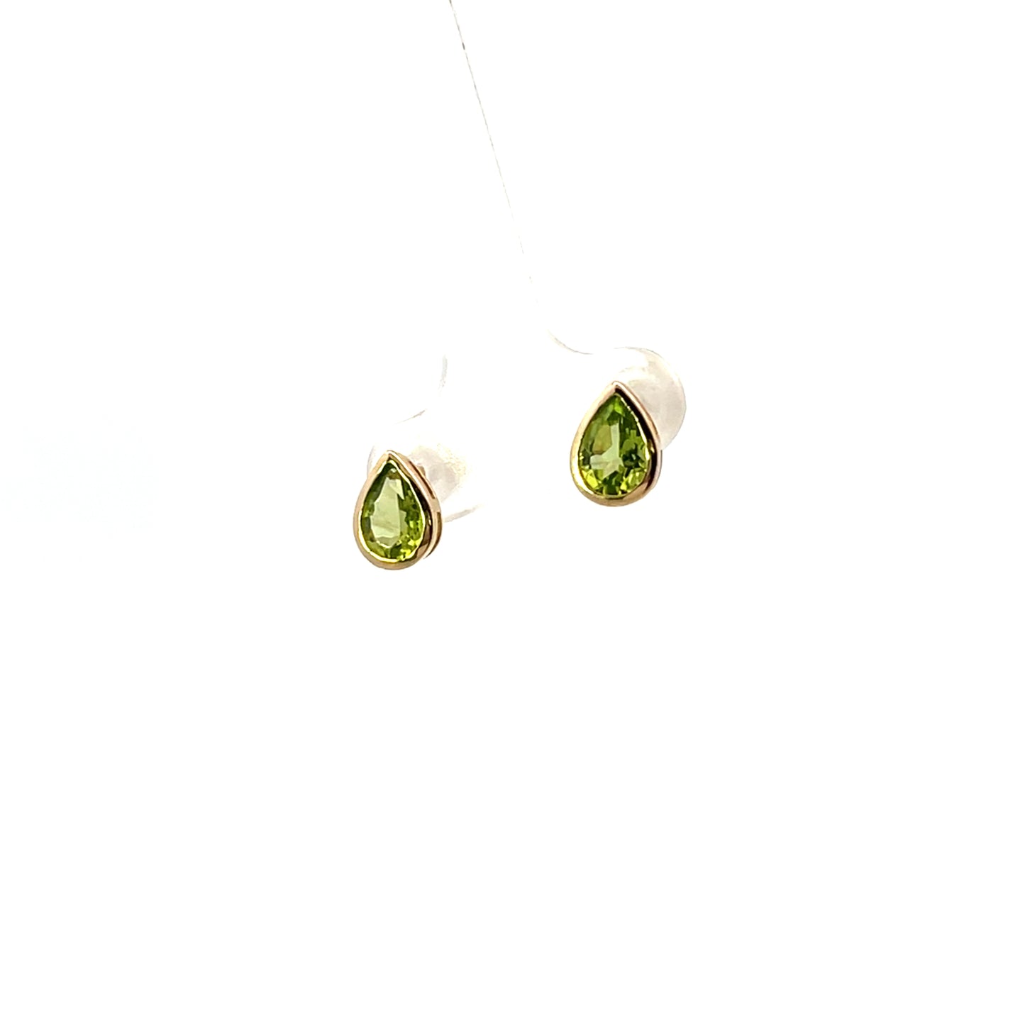 10K YG PERIDOT PEAR BEZEL EARRINGS