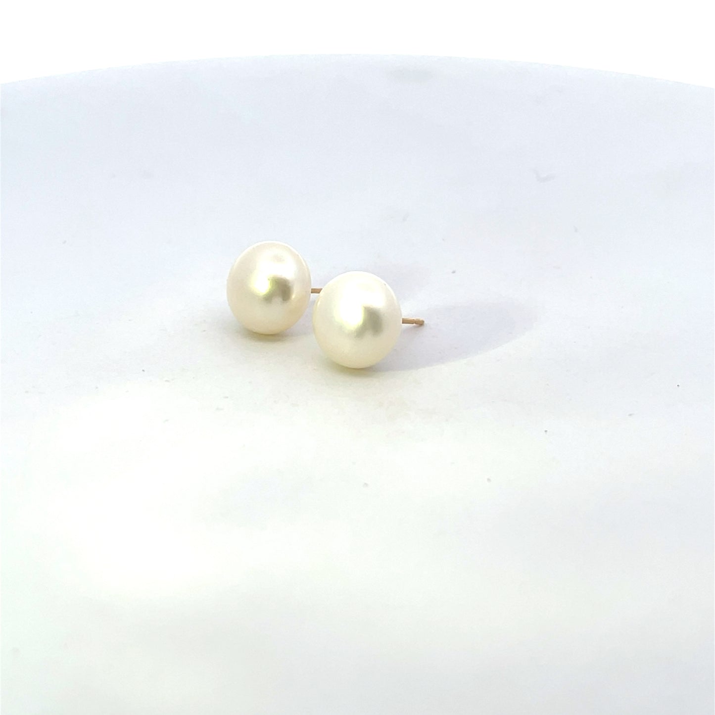14K YG 8-8.5MM NATURAL PEARL EARRINGS