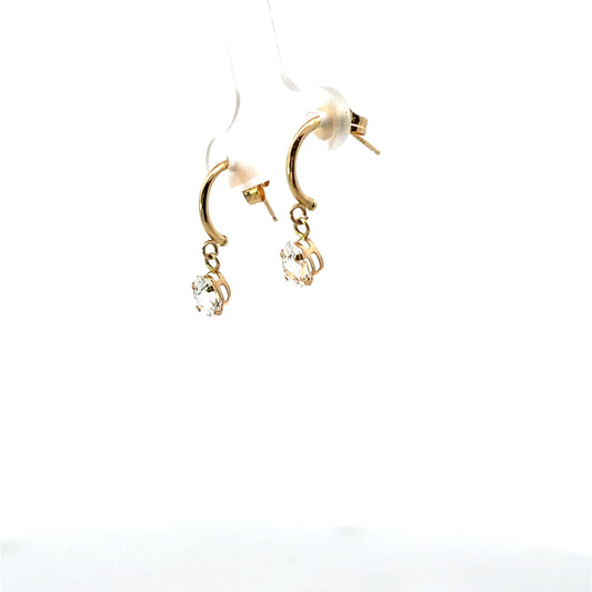 10K YG  WHITE TOPAZ CHARM HOOPS
