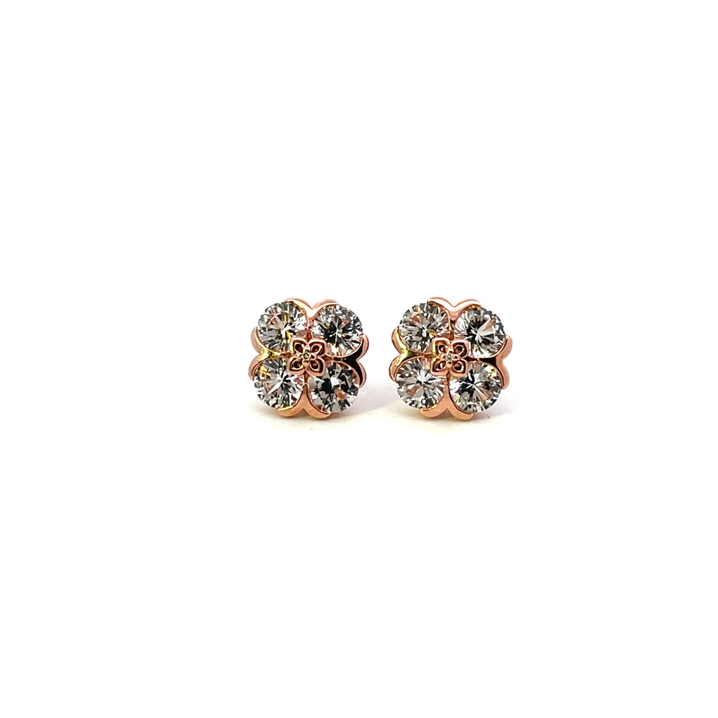 10K RG WHITE SAPPHIRE FLOWER STUDS