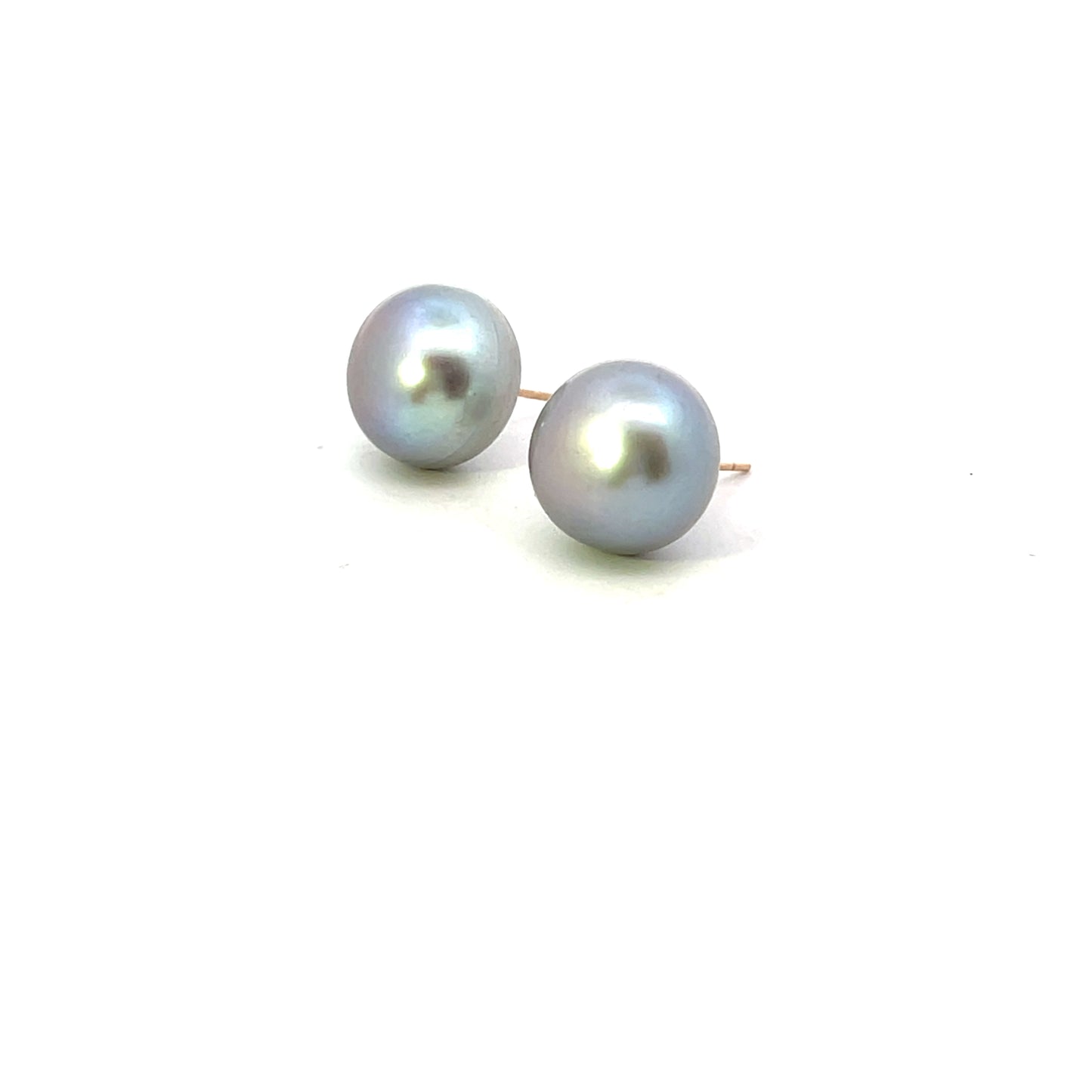 10k YG 11MM GRAY PEARL EARRINGS