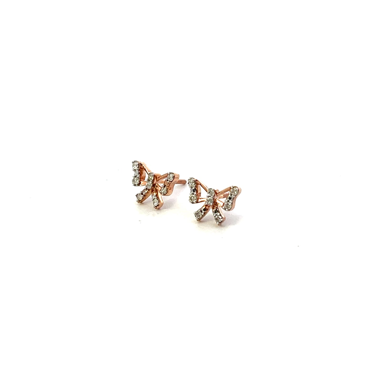 10K YG D.0.15CTW SMALL BOW EARRINGS