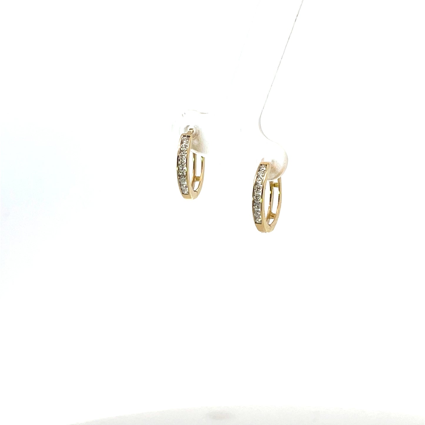 10K YG D-0.25CTW BEZEL DIAMOND HOOPS