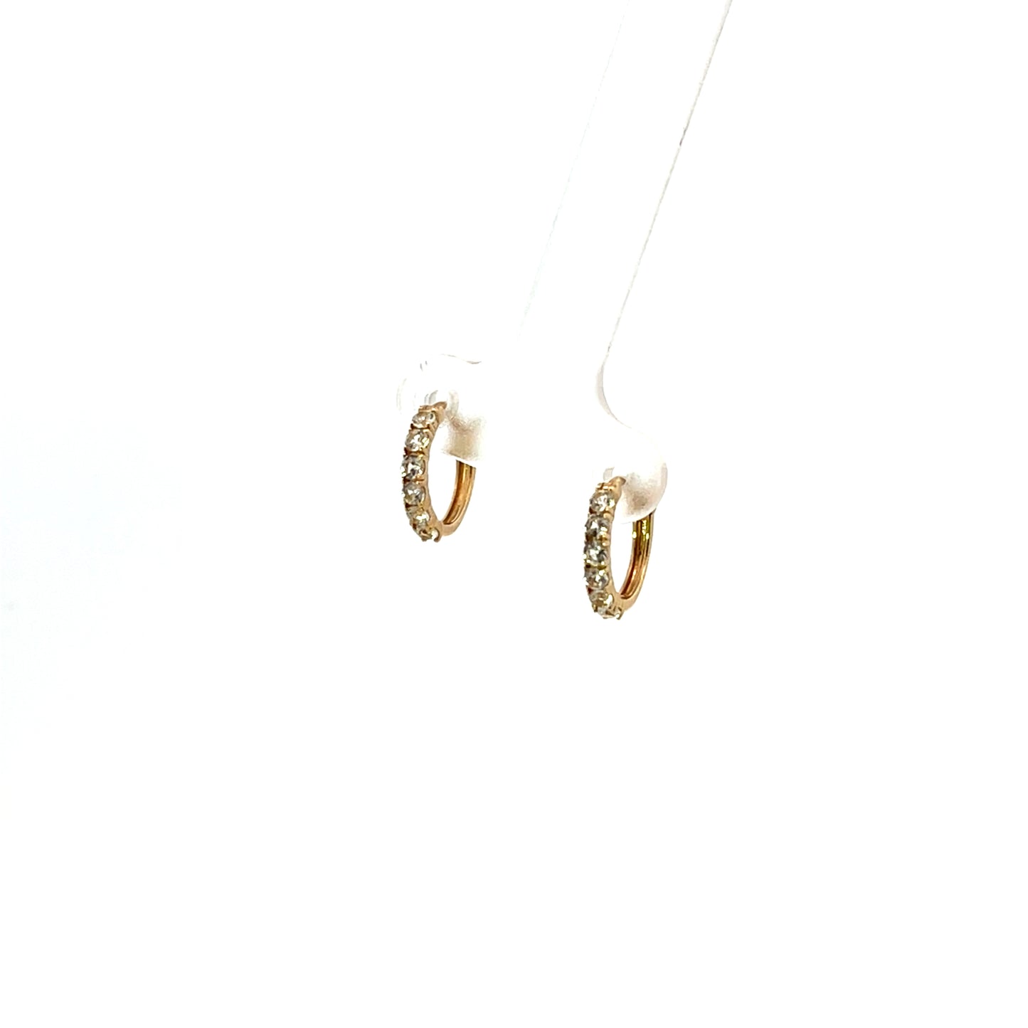10K YG D-0.08CTW DIAMOND HOOP EARRINGS