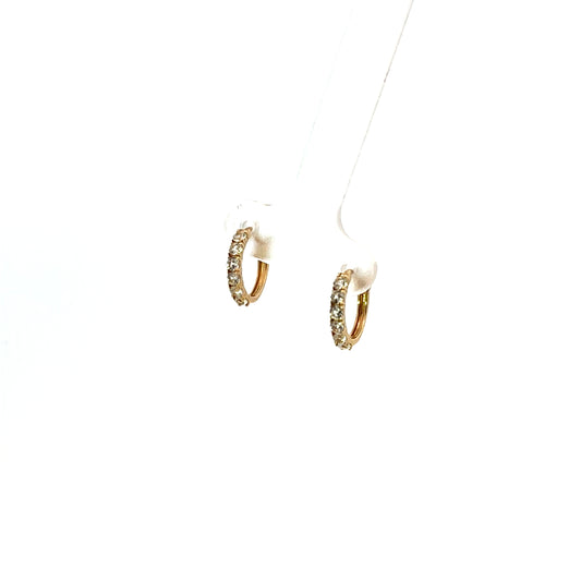 10K YG D-0.08CTW DIAMOND HOOP EARRINGS