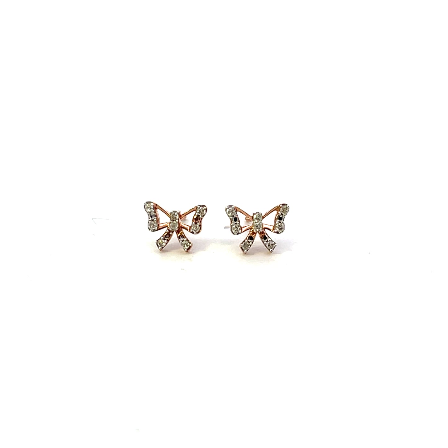 10K YG D.0.15CTW SMALL BOW EARRINGS