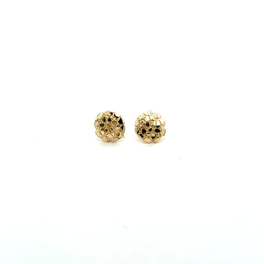 10K YG ROUND HAMMERED TEXTURED STUDS 10MM