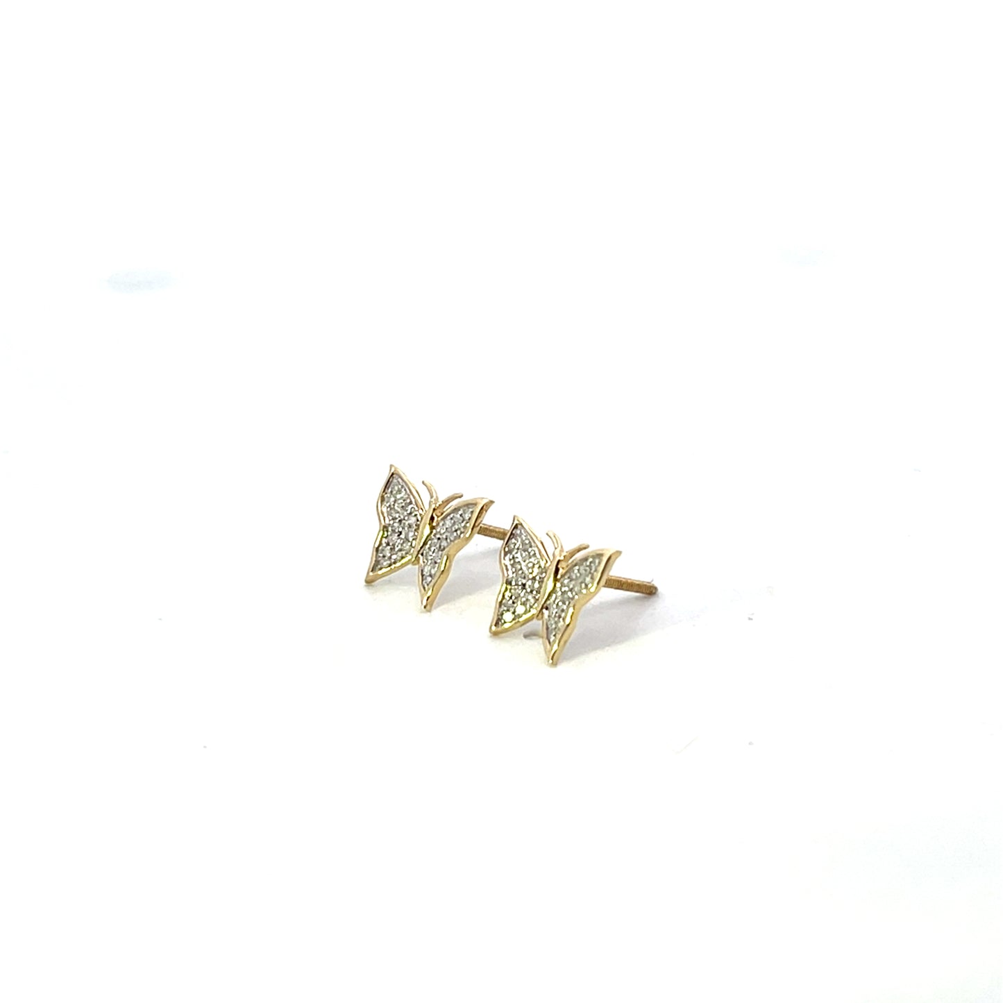 10K YG D-0.13CTW DIAMOND BUTTERFLY EARRINGS