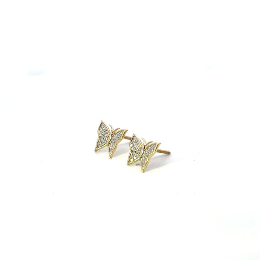 10K YG D-0.13CTW DIAMOND BUTTERFLY EARRINGS