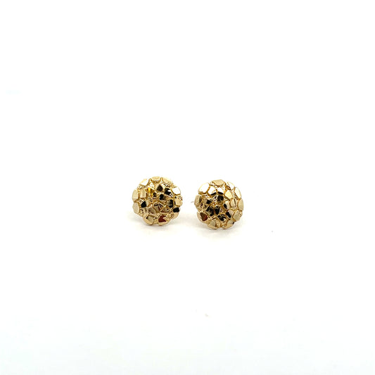 10K YG ROUND HAMMERED TEXTURED STUDS 11MM