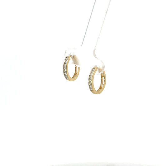 10K YG D-0.25CTW BEZEL DIAMOND HOOPS
