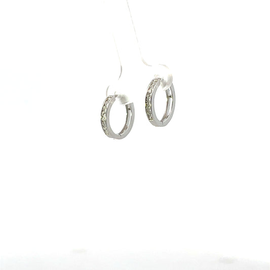 10K WG D-0.25CTW BEZEL DIAMOND HOOPS