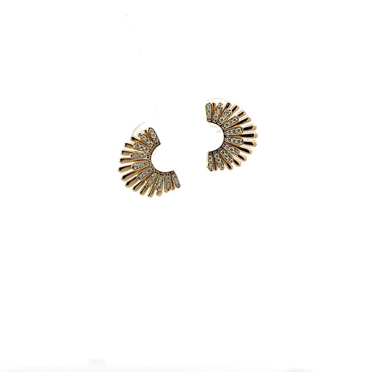 14K YG D-0.33CTW NATURAL DIAMOND FAN EARRINGS
