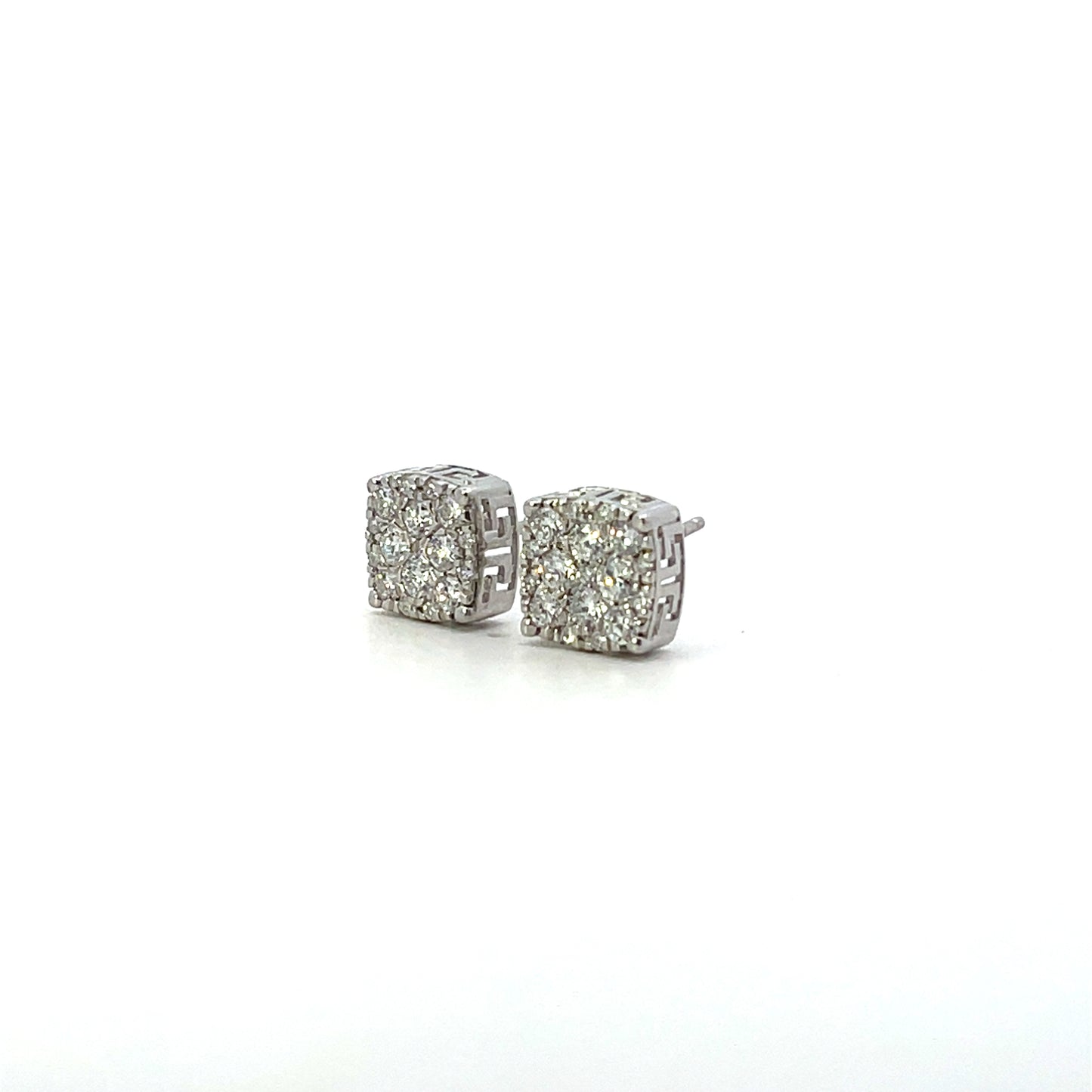 D-0.10CTW DIAMOND SQUARE PAVE STUD EARRINGS