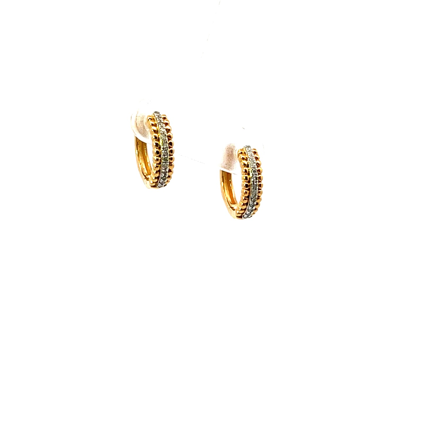 D-0.13CTW BEADED AND DIAMOND HUGGIES SGP