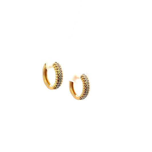 D-0.13CTW BEADED AND DIAMOND HUGGIES SGP