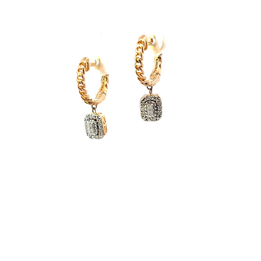 D-0.25CTW DIAMOND HOOPS WITH RECTANGLE CHARM