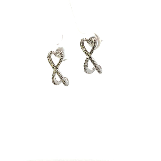 D-0.25CTW INFINITY HEART HUGGIE EARRINGS