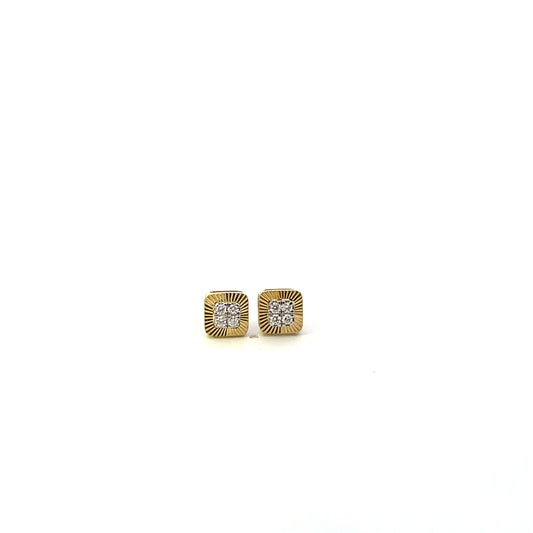 D-0.16CTW SQUARE SOLID AND DIAMOND EARRINGS SGP