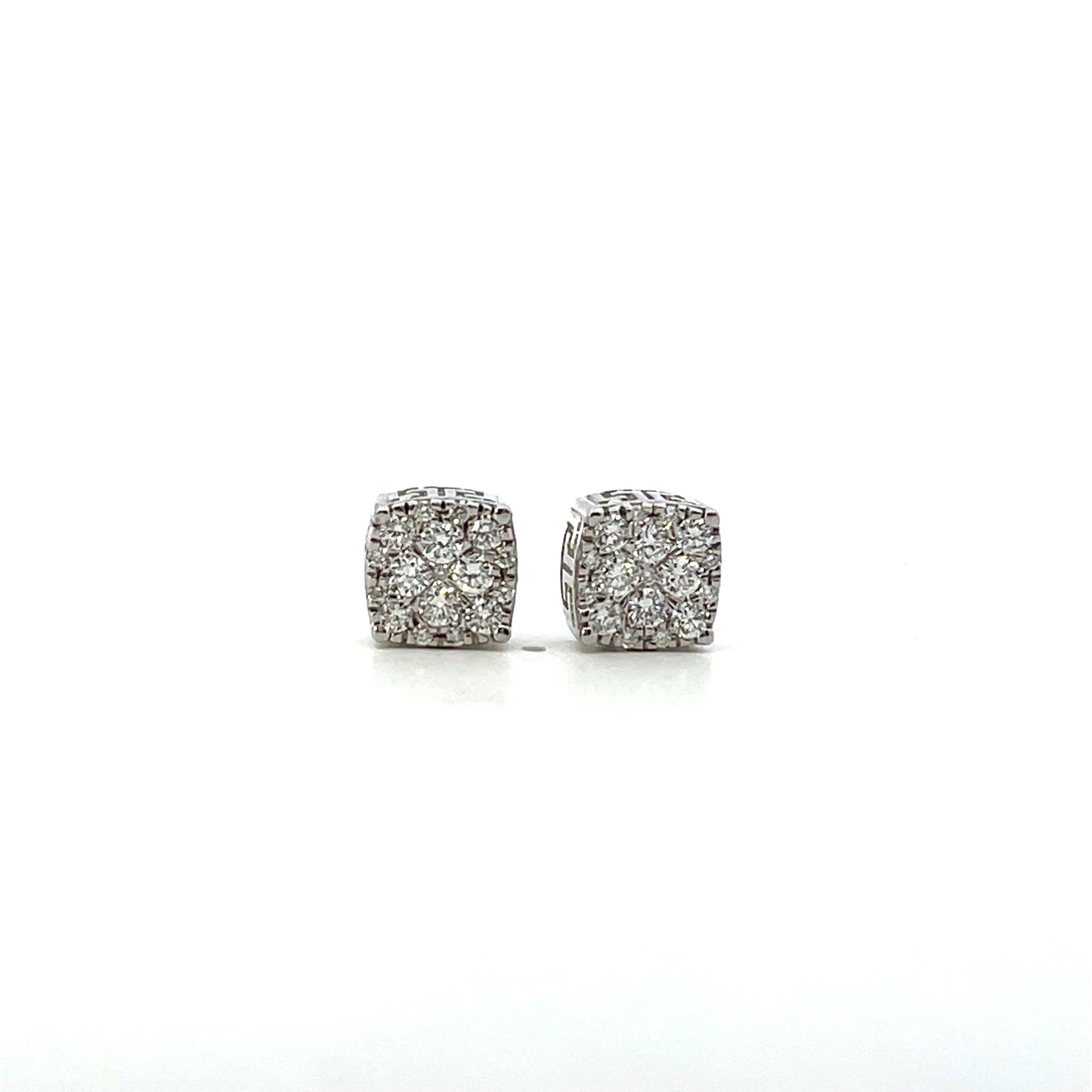 D-0.10CTW DIAMOND SQUARE PAVE STUD EARRINGS