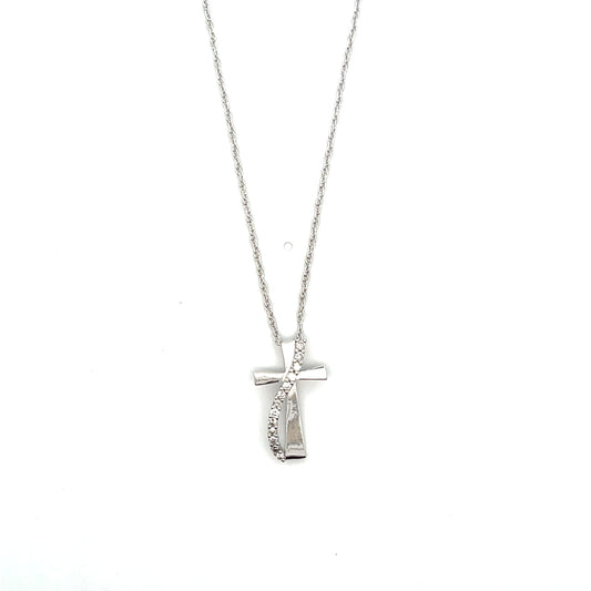 D-0.25CTW NATURAL DIAMOND CROSS WITH DIAMOND ACCENT NECKLACE