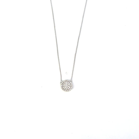 D-0.25CTW NATURAL DIAMOND PAVE BASIC CIRCLE NECKLACE