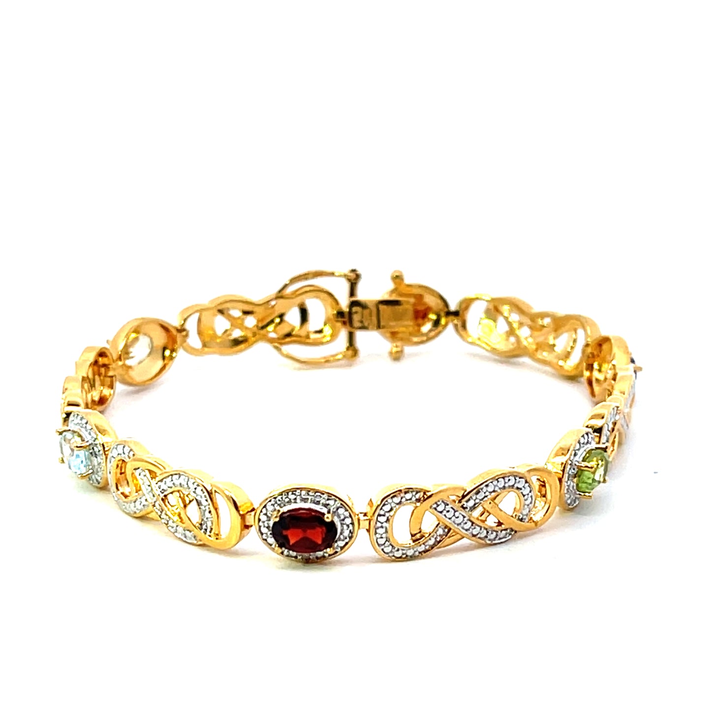 DIAMOND MULTIGEMSTONES OVAL WITH HALO AND INIFINITY BRACELET
