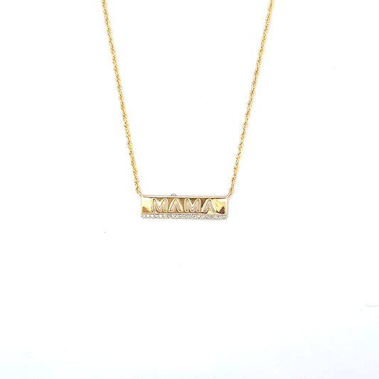 D-0.10 CTW DIAMOND MAMA PLATE NECKLACE