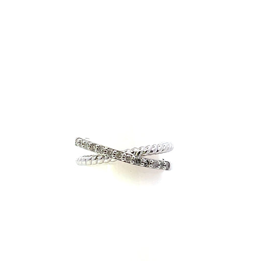D-0.25CTW CROSS ROPE AND DIAMOND PAVE RING BAND #7
