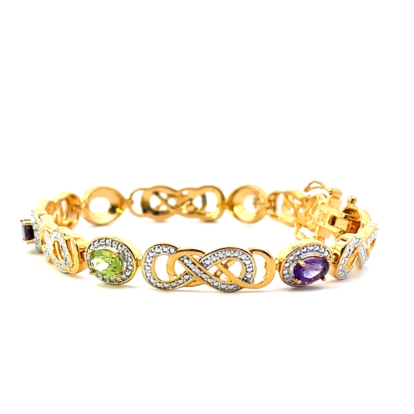 DIAMOND MULTIGEMSTONES OVAL WITH HALO AND INIFINITY BRACELET