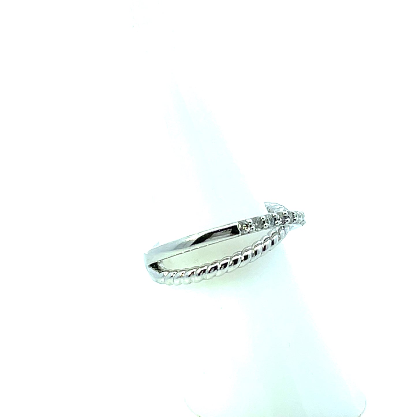 D-0.25CTW CROSS ROPE AND DIAMOND PAVE RING BAND #7